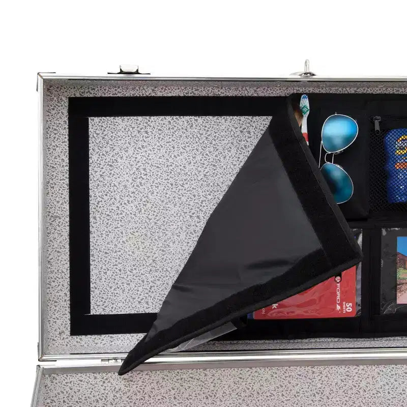 Organisateur de couvercle de malle Seward : Organisateur noir pour malles de camp et coffres de rangement, utilité universelle, aucun assemblage requis, capacité de 11,3 kg