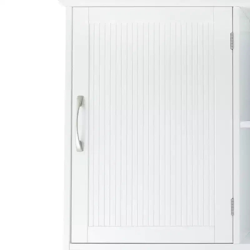 Teamson Home Newport meuble de rangement WC en bois contemporain blanc : Organisateur de salle de bain autoportant avec étagère réglable, ferrures nickelées