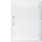 Teamson Home Newport meuble de rangement WC en bois contemporain blanc : Organisateur de salle de bain autoportant avec étagère réglable, ferrures nickelées
