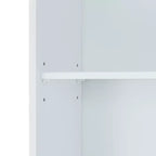 Teamson Home Newport meuble de rangement WC en bois contemporain blanc : Organisateur de salle de bain autoportant avec étagère réglable, ferrures nickelées