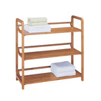Three Tier Double Wide Bamboo Shelf Brown - Organize It All: Wood Composite Corner Cabinet, Universal Storage