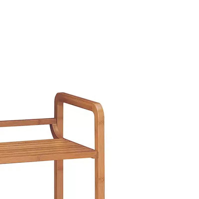 Étagère double large à trois niveaux en bambou marron - Organisez tout : Armoire d'angle en bois composite, Rangement universel