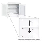 Meuble de rangement au sol RiverRidge Ellsworth pour salle de bain et buanderie avec portes et étagères réglables - Blanc