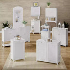 Meuble de rangement au sol RiverRidge Ellsworth pour salle de bain et buanderie avec portes et étagères réglables - Blanc