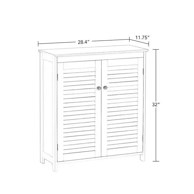 Meuble de rangement au sol RiverRidge Ellsworth pour salle de bain et buanderie avec portes et étagères réglables - Blanc