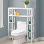 Étagère de salle de bain ouverte Coventry à poser au-dessus des toilettes avec étagères Blanc - Alaterre Furniture