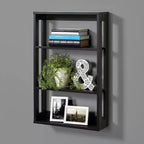 Étagère de rangement murale à 4 niveaux en bois composite noir mat – Zenna Home