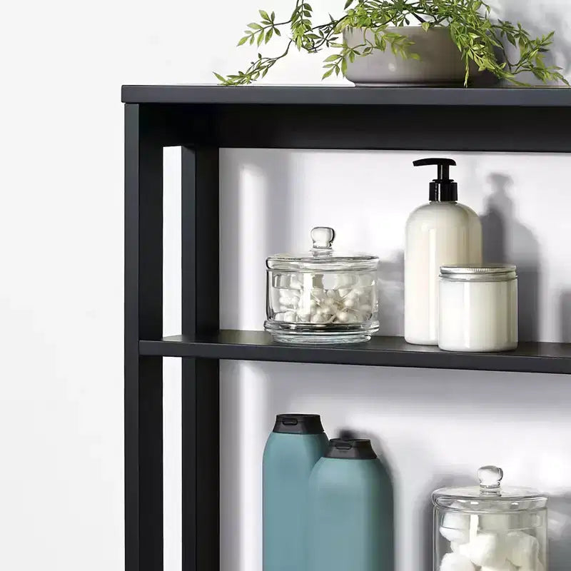 Étagère de rangement murale à 4 niveaux en bois composite noir mat – Zenna Home