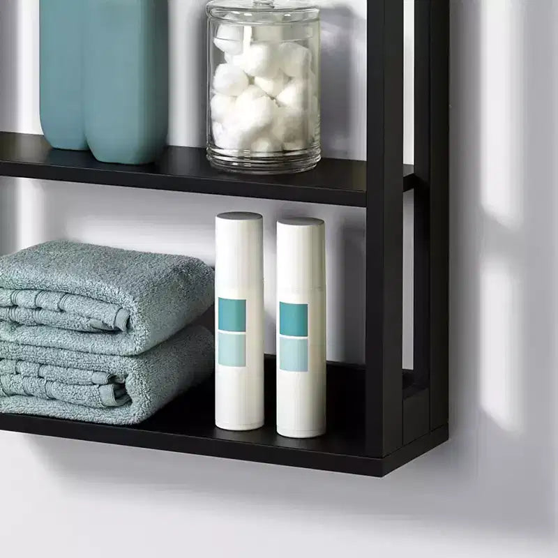 Étagère de rangement murale à 4 niveaux en bois composite noir mat – Zenna Home