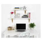 Kate & Laurel All Things 36" x 9" Corblynd Étagère murale traditionnelle en bois blanc/doré : rangement élégant pour la maison