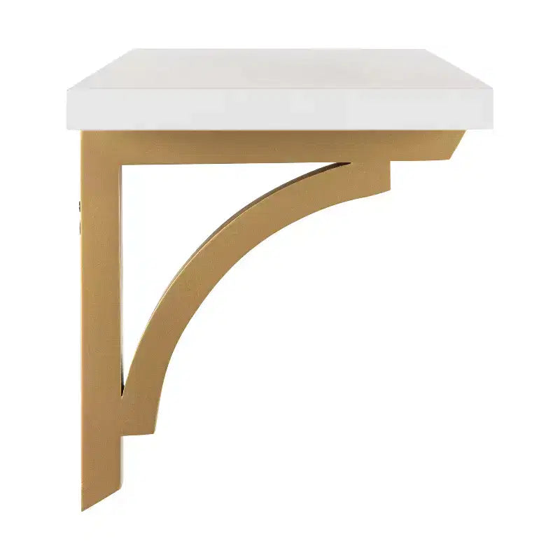Kate & Laurel All Things 36" x 9" Corblynd Étagère murale traditionnelle en bois blanc/doré : rangement élégant pour la maison