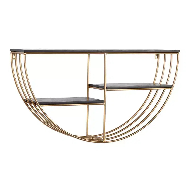 15"x28" Wooden 3 Shelves Wall with Half Moon Shape Gold - Olivia & May: MDF, No Assembly Required