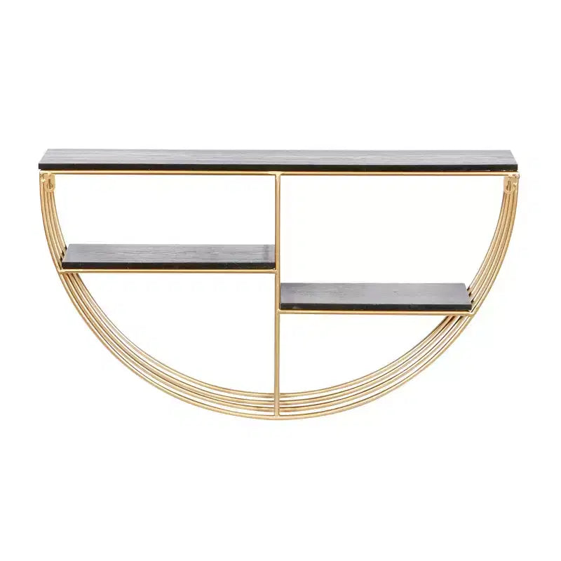 Étagère murale en bois 3 niveaux 38x71 cm demi-lune or - Olivia & May : MDF, aucun assemblage requis