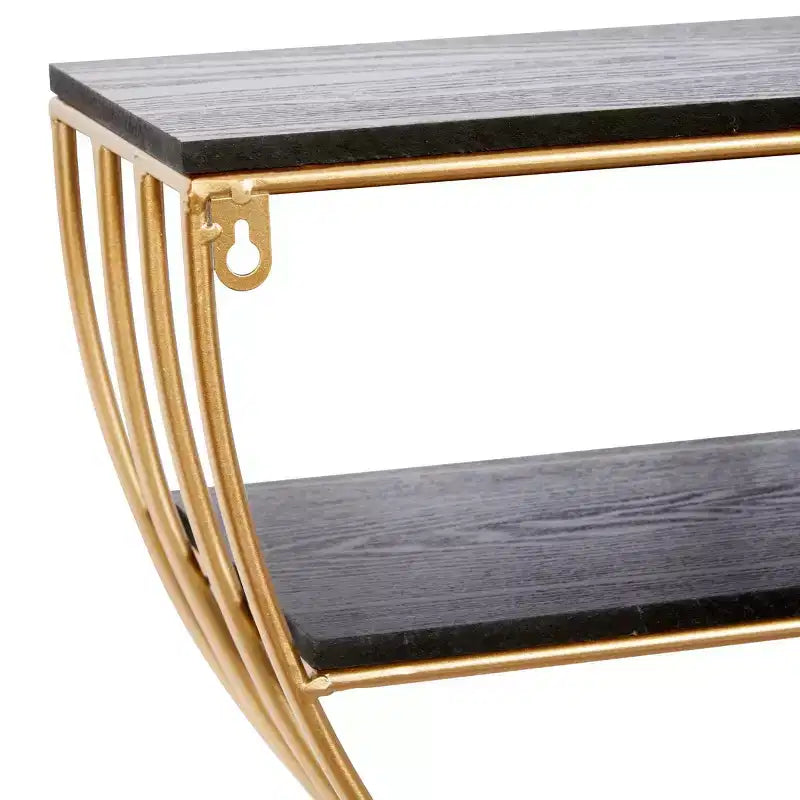 Étagère murale en bois 3 niveaux 38x71 cm demi-lune or - Olivia & May : MDF, aucun assemblage requis