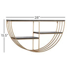 Étagère murale en bois 3 niveaux 38x71 cm demi-lune or - Olivia & May : MDF, aucun assemblage requis