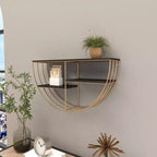 Étagère murale en bois 3 niveaux 38x71 cm demi-lune or - Olivia & May : MDF, aucun assemblage requis