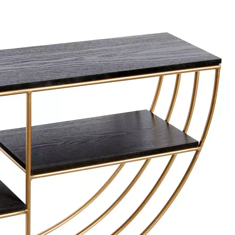 Étagère murale en bois 3 niveaux 38x71 cm demi-lune or - Olivia & May : MDF, aucun assemblage requis