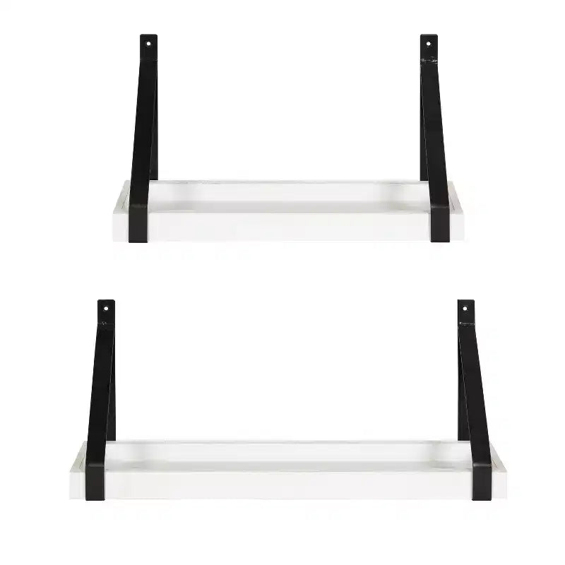 (Lot de 2) Étagères murales Sudbury 12,7 x 25,4 cm en bois et métal blanc/noir – Kate & Laurel All Things Decor : Rangement flottant moderne