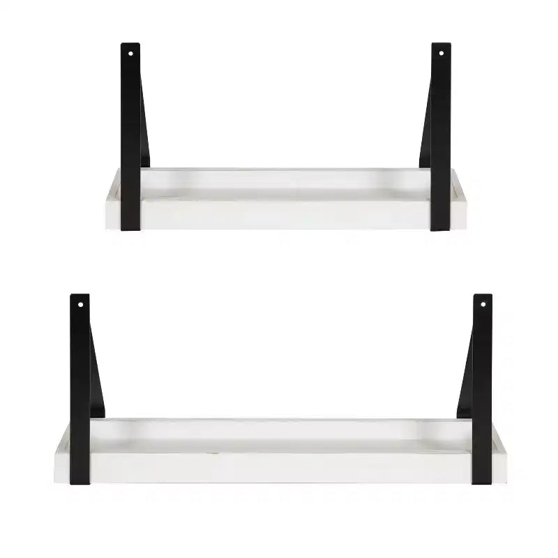 (Lot de 2) Étagères murales Sudbury 12,7 x 25,4 cm en bois et métal blanc/noir – Kate & Laurel All Things Decor : Rangement flottant moderne