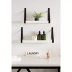(Lot de 2) Étagères murales Sudbury 12,7 x 25,4 cm en bois et métal blanc/noir – Kate & Laurel All Things Decor : Rangement flottant moderne