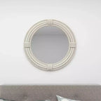 Miroir mural en bois côtier avec accents de corde enroulée Blanc - Olivia & May: Décor de plage nautique, aucun assemblage requis