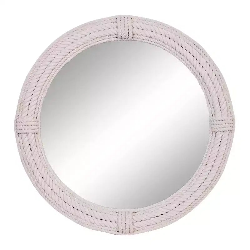 Miroir mural en bois côtier avec accents de corde enroulée Blanc - Olivia & May: Décor de plage nautique, aucun assemblage requis