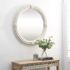 Miroir mural en bois côtier avec accents de corde enroulée Blanc - Olivia & May: Décor de plage nautique, aucun assemblage requis