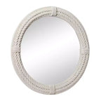 Miroir mural en bois côtier avec accents de corde enroulée Blanc - Olivia & May: Décor de plage nautique, aucun assemblage requis