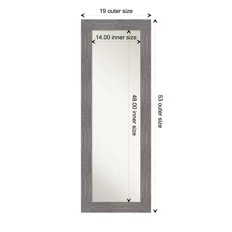 Miroir de porte Amanti Art 20" x 54" pleine longueur, gris à fines rayures, sans biseau : Rectangle moderne, cadre en polystyrène