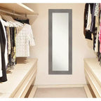 Miroir de porte Amanti Art 20" x 54" pleine longueur, gris à fines rayures, sans biseau : Rectangle moderne, cadre en polystyrène