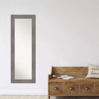 Miroir de porte Amanti Art 20" x 54" pleine longueur, gris à fines rayures, sans biseau : Rectangle moderne, cadre en polystyrène