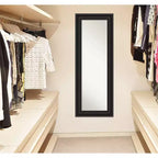 Miroir de porte pleine longueur Amanti Art noir colonial non biseauté de 20 po x 54 po – Quincaillerie de suspension incluse, cadre en polystyrène