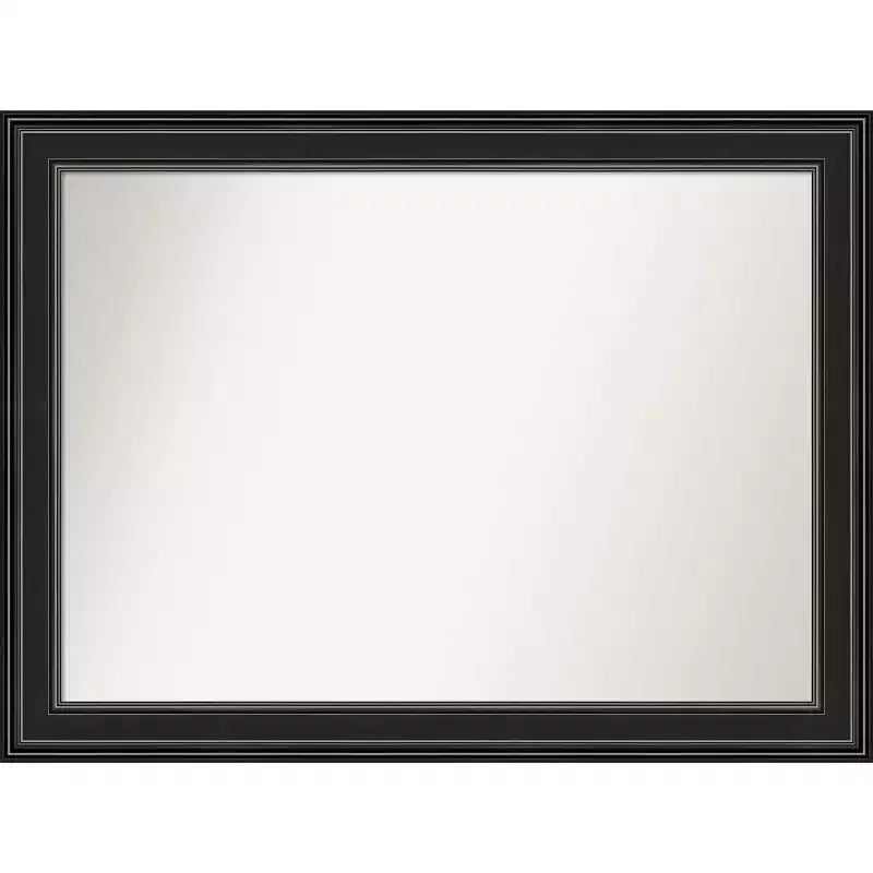 Amanti Art 44"x33" Non-Beveled Ridge Black Bathroom Wall Mirror : Modern Rectangle, Includes Mount Hardware