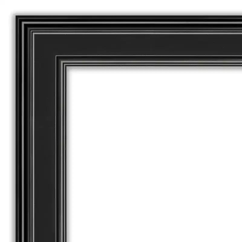 Miroir mural de salle de bain Amanti Art 44x33" sans biseau noir Ridge : rectangulaire moderne, quincaillerie de montage incluse