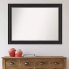Miroir mural de salle de bain Amanti Art 44x33" sans biseau noir Ridge : rectangulaire moderne, quincaillerie de montage incluse