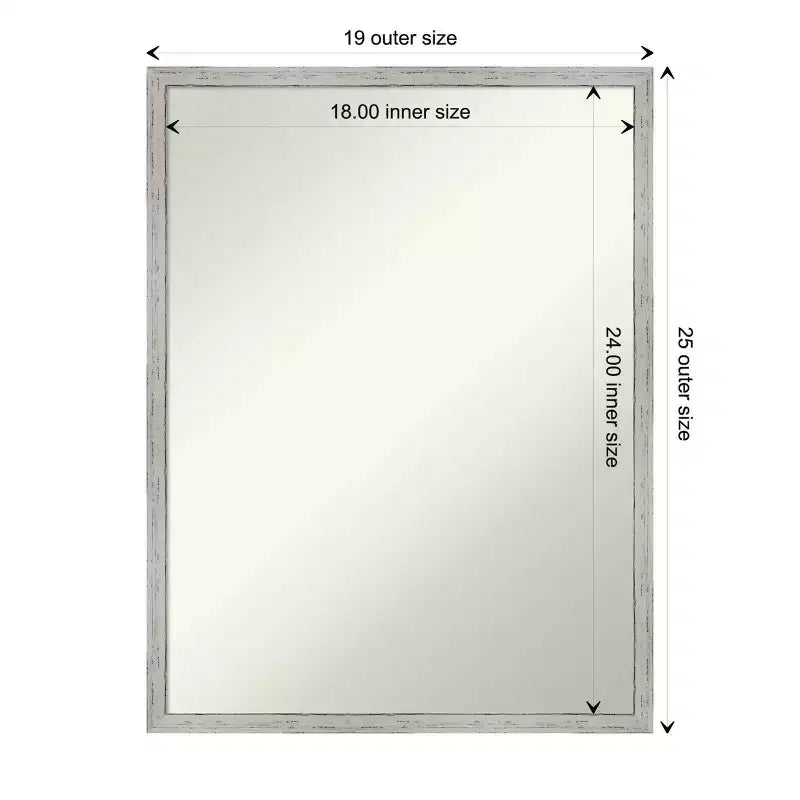 Miroir mural en bois blanc non biseauté à rainures, 19 po x 25 po - Amanti Art : Moderne rectangulaire, avec matériel de fixation