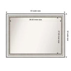 Miroir mural de salle de bain 43" x 32" non biseauté, argent - Amanti Art : Rectangulaire moderne, cadre en polystyrène, montage mural