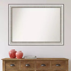 Miroir mural de salle de bain 43" x 32" non biseauté, argent - Amanti Art : Rectangulaire moderne, cadre en polystyrène, montage mural