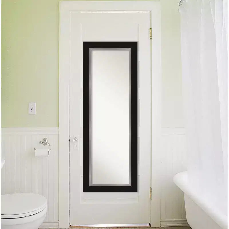 Miroir de porte pleine longueur noir et argenté en EVA de 20 po x 54 po sans biseau - Amanti Art : à suspendre sur la porte