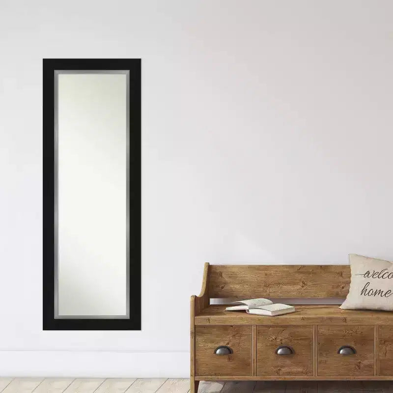 Miroir de porte pleine longueur noir et argenté en EVA de 20 po x 54 po sans biseau - Amanti Art : à suspendre sur la porte