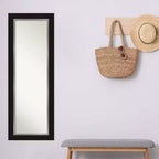 Miroir de porte pleine longueur noir et argenté en EVA de 20 po x 54 po sans biseau - Amanti Art : à suspendre sur la porte