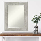 Miroir mural encadré Dove 24" x 30" gris délavé - Amanti Art : Rectangle moderne biseauté, cadre en polystyrène, fixation murale