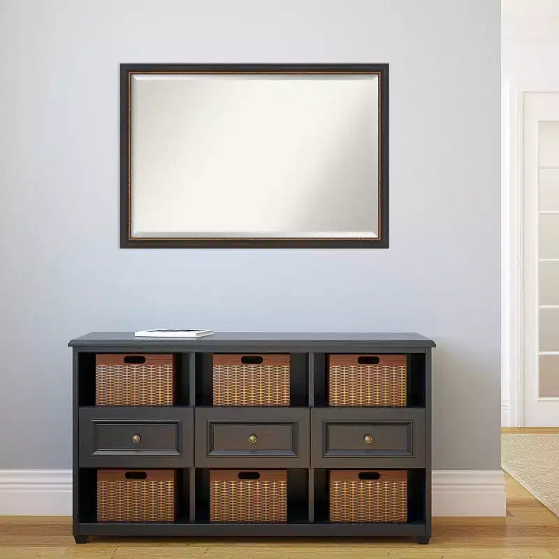 Miroir mural biseauté noir Ashton en bois 39" x 27" - Amanti Art : Rectangulaire moderne, aucun assemblage requis