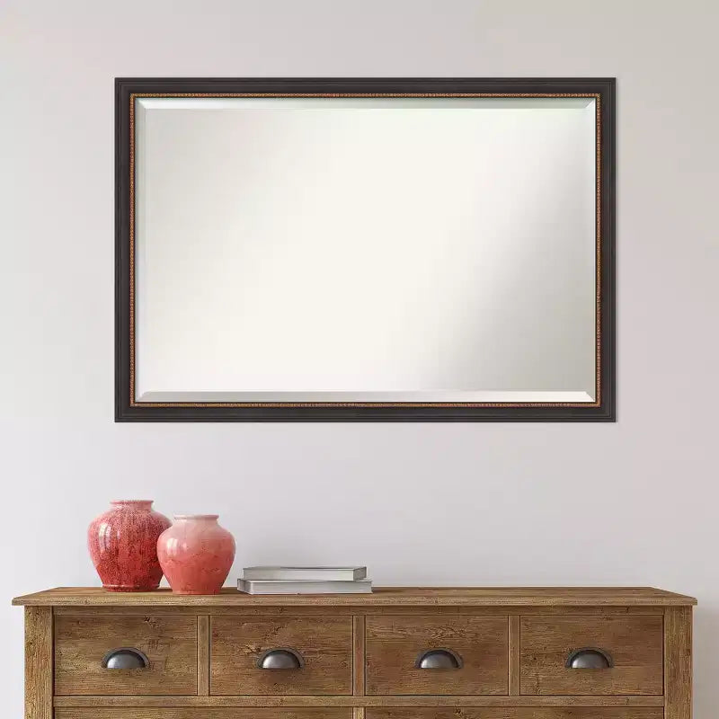 Miroir mural biseauté noir Ashton en bois 39" x 27" - Amanti Art : Rectangulaire moderne, aucun assemblage requis