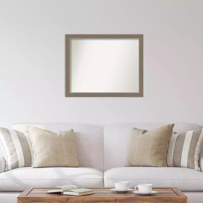 Miroir mural étroit de 31 po x 25 po, sans biseau, en EVA marron - Amanti Art