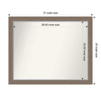 Miroir mural étroit de 31 po x 25 po, sans biseau, en EVA marron - Amanti Art