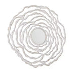 Miroir mural en bois sculpté floral avec design ajouré blanc