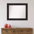 Miroir mural de salle de bain non biseauté 34" x 28" Marron expresso - Amanti Art : Miroir de courtoisie rectangulaire moderne, à fixation murale