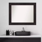 Miroir mural de salle de bain non biseauté 34" x 28" Marron expresso - Amanti Art : Miroir de courtoisie rectangulaire moderne, à fixation murale