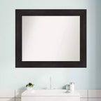 Miroir mural de salle de bain non biseauté 34" x 28" Marron expresso - Amanti Art : Miroir de courtoisie rectangulaire moderne, à fixation murale